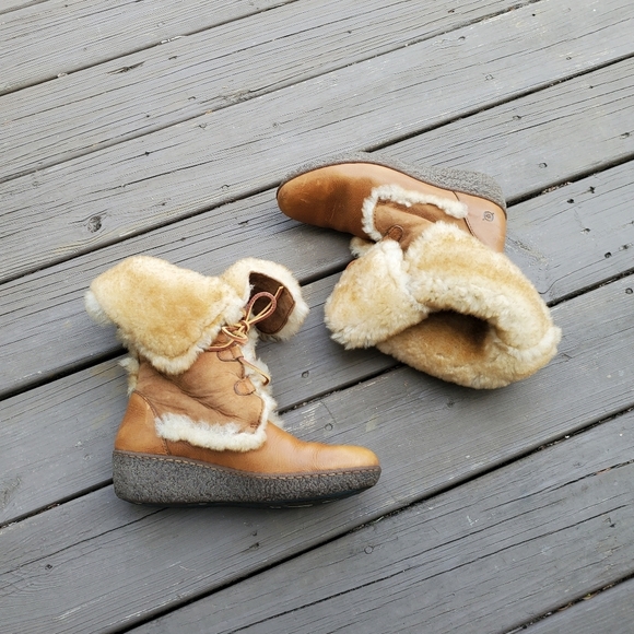 Born Nome Camel Honey Tan Suede Leather Shearling Rancher Eskimo Boho Boots 10 - Picture 3 of 9